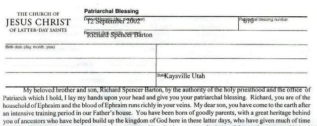 Mormon Jew blessing Mormon Patriarchal Blessing