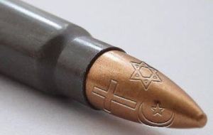 Holy War - religious icons on bullet
